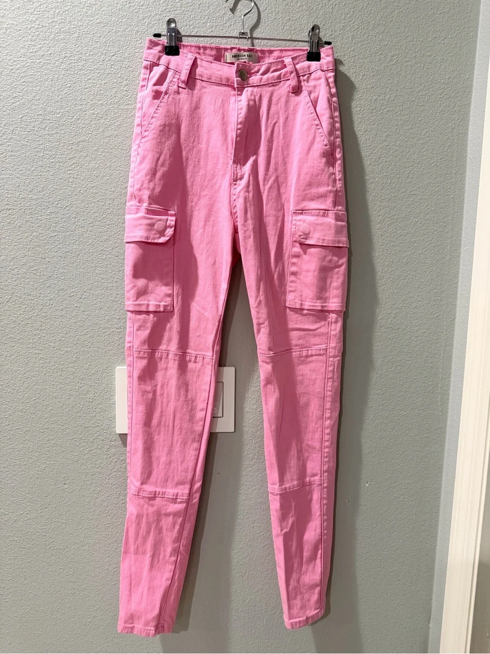 American Bazi Bright Pink Cargo Skinny Pants